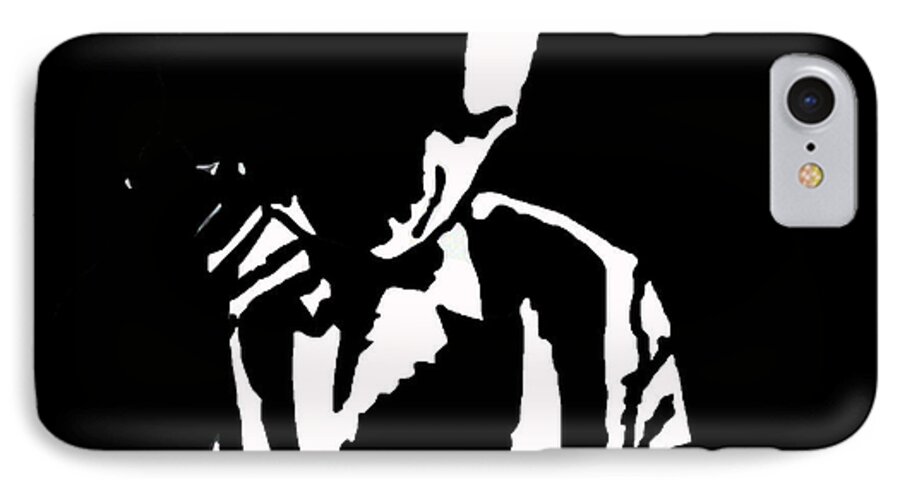 Jazz Player Prints iPhone 7 Case featuring the drawing The Lonely Jazz Player by Robert Margetts
