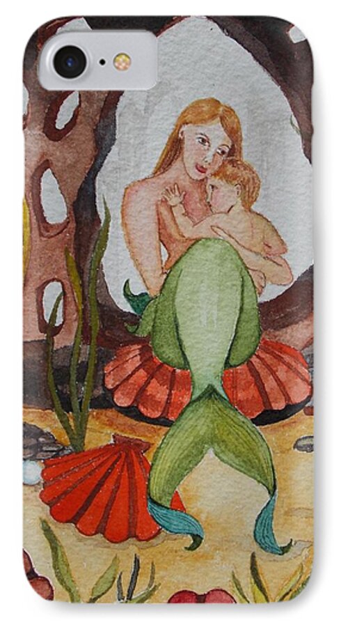 Mermaid iPhone 7 Case featuring the painting The Most Precious Treasure by Virginia Coyle