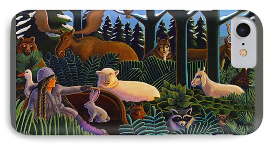 Henri Rousseau Parody iPhone 7 Case featuring the painting The North Woods Dream by Robin Moline