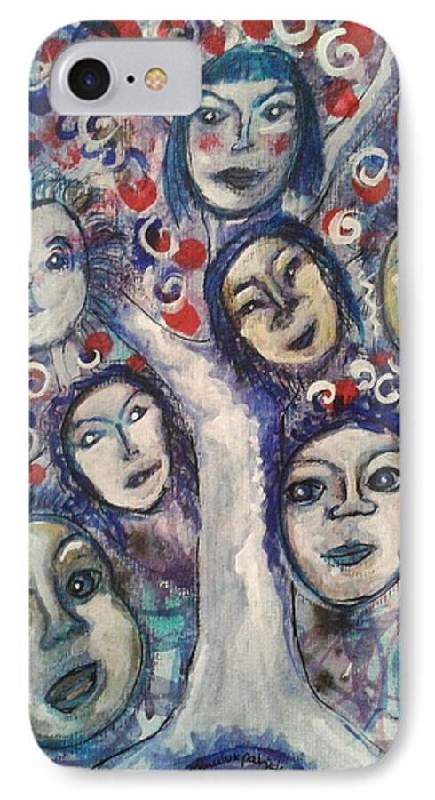 People iPhone 7 Case featuring the painting The People Tree by Mimulux Patricia No