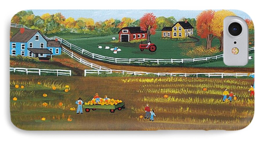 Grandma Moses iPhone 7 Case featuring the painting The Pumpkin Patch by Virginia Coyle