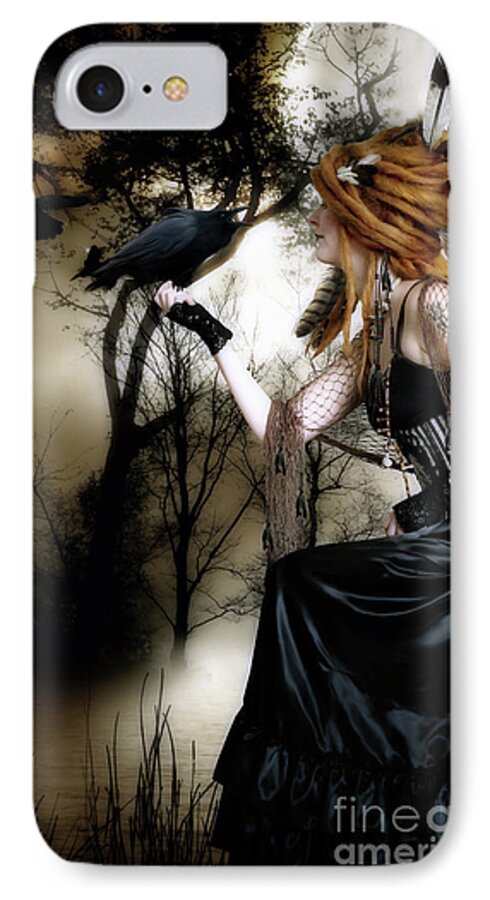 Nevermore iPhone 7 Case featuring the digital art The Raven by Shanina Conway