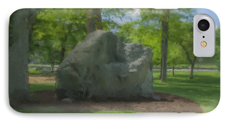 The Rock � Frothingham Park iPhone 7 Case featuring the painting The Rock at Frothingham Park, Easton, MA by Bill McEntee