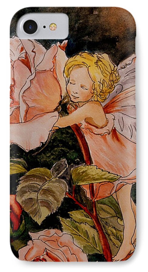 Roses iPhone 7 Case featuring the painting The Rose Fairy After Cicely Mary Barker by Betty-Anne McDonald