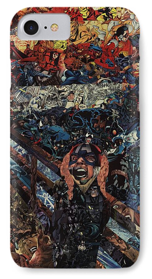 Collage iPhone 7 Case featuring the mixed media The Scream After Edvard Munch by Joshua Redman