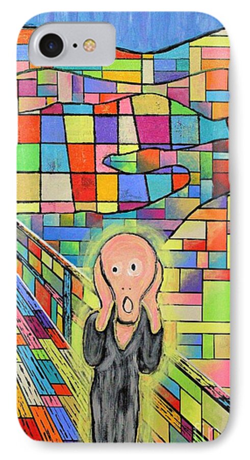 Scream iPhone 7 Case featuring the painting The Scream Jeremy Style by Jeremy Aiyadurai