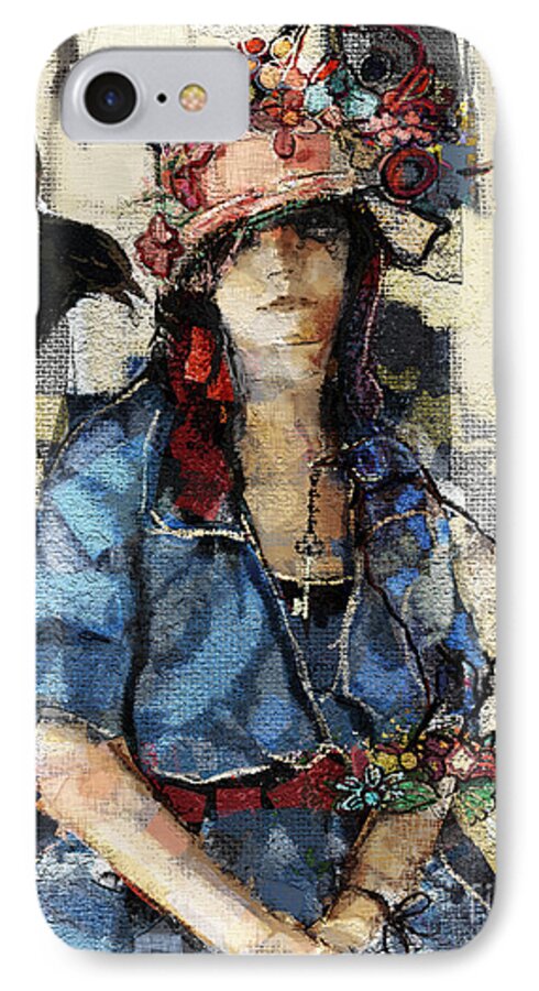 Vintage iPhone 7 Case featuring the mixed media The Seer by Carrie Joy Byrnes