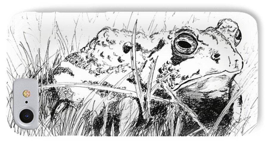 Toad iPhone 7 Case featuring the drawing The Stalwart Old Toad by Andrew Gillette