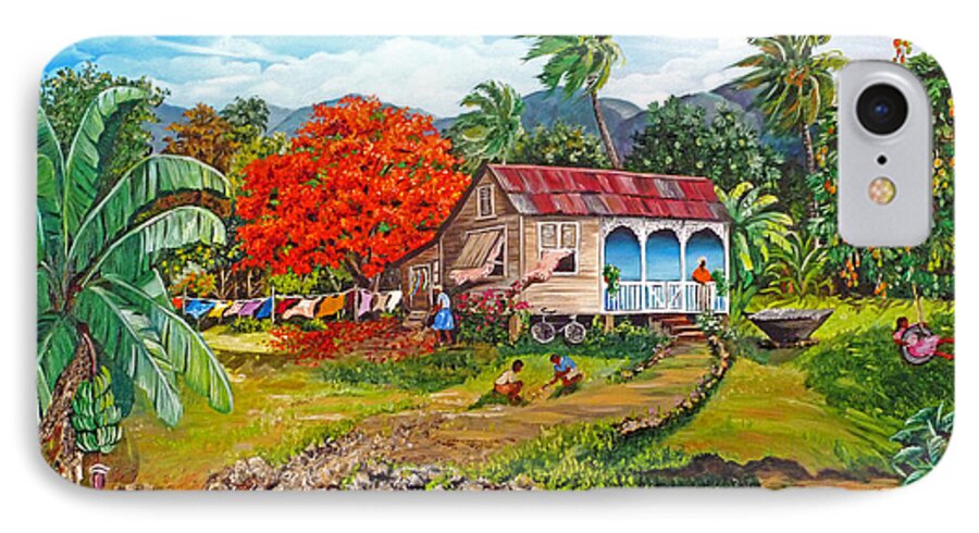 Tropical Scene Caribbean Scene iPhone 7 Case featuring the painting The Sweet Life by Karin Dawn Kelshall- Best