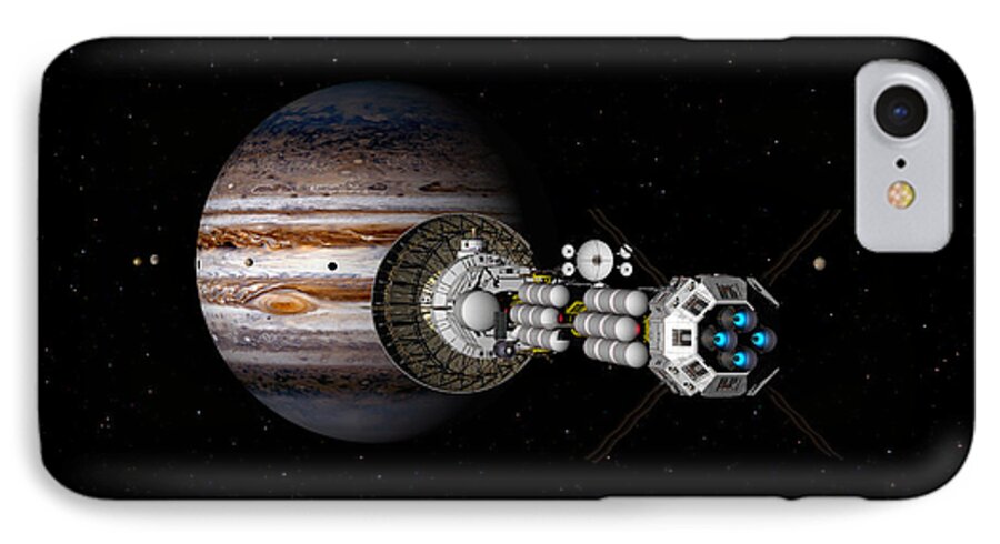 Spaceship iPhone 7 Case featuring the digital art The USS Savannah nearing Jupiter by David Robinson