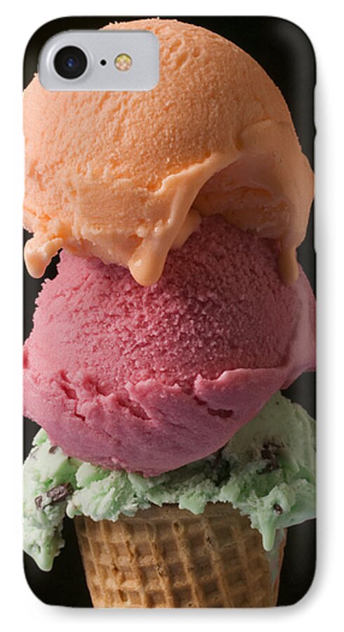 Three iPhone 7 Case featuring the photograph Three scoops of ice cream by Garry Gay