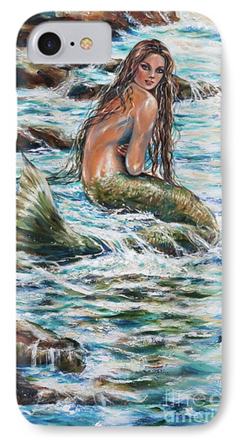 Mermaid iPhone 7 Case featuring the painting Tidepool by Linda Olsen