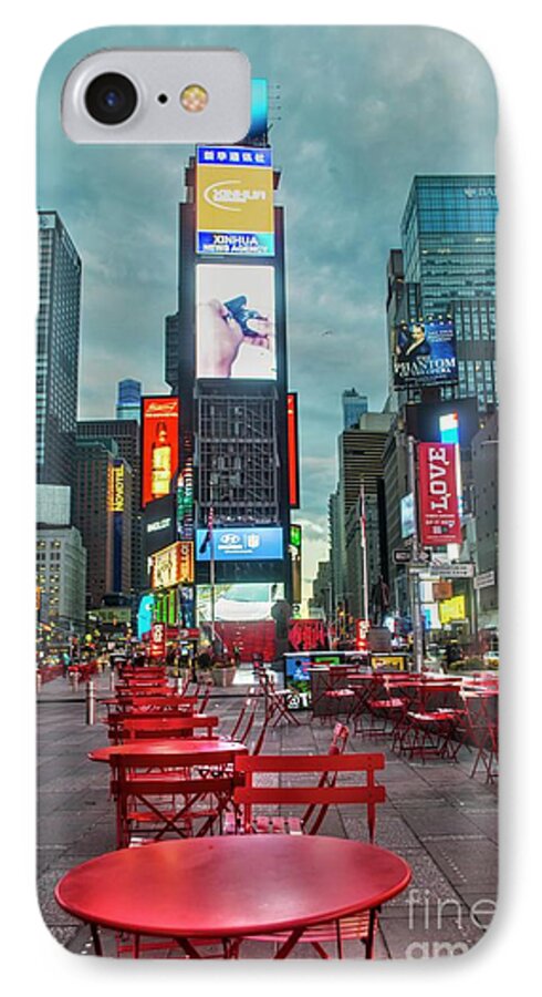 Times Square iPhone 7 Case featuring the digital art Times Square Tables by Timothy Lowry