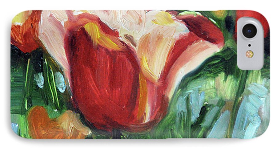Tulips iPhone 7 Case featuring the painting Tip Toe Thru the Tulips by Billie Colson