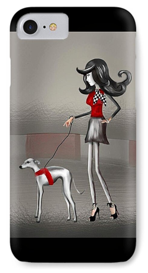 Italian Greyhound iPhone 7 Case featuring the painting Track Walk by Sara Henry