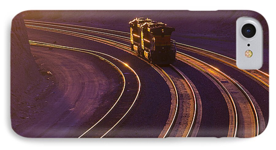Light iPhone 7 Case featuring the photograph Train At Sunset by Garry Gay