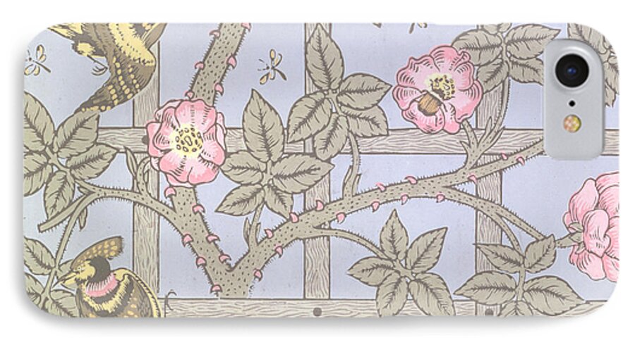 William Morris iPhone 7 Case featuring the painting Trellis  Antique Wallpaper Design by William Morris