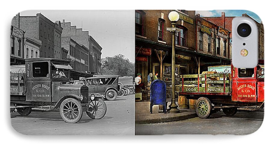 Ford iPhone 7 Case featuring the photograph Truck - Home dressed poultry 1926 - Side by Side by Mike Savad