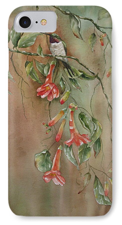 Hummingbird iPhone 7 Case featuring the painting Trumpet Nectar by Mary McCullah