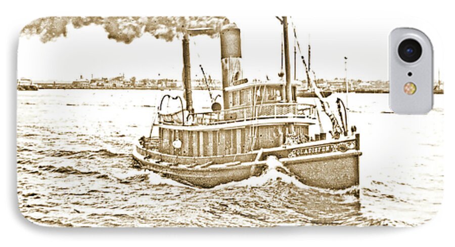 Tugboat iPhone 7 Case featuring the photograph Tugboat Gladisfen, Hudson River, c. 1900, Vintage Photograph by A Macarthur Gurmankin