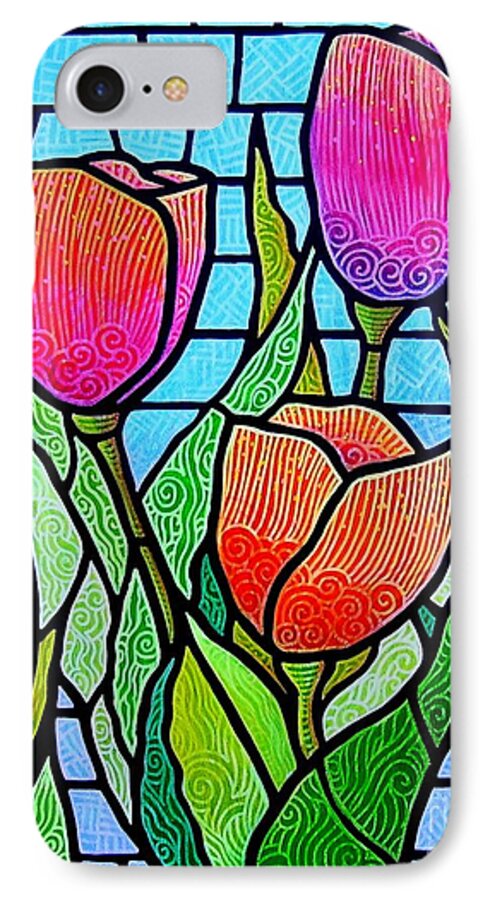 Tulips iPhone 7 Case featuring the painting Tulip Garden by Jim Harris