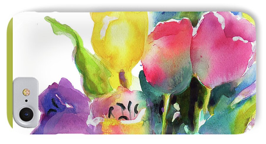 Painting iPhone 7 Case featuring the painting Tulip Pot by Kathy Braud