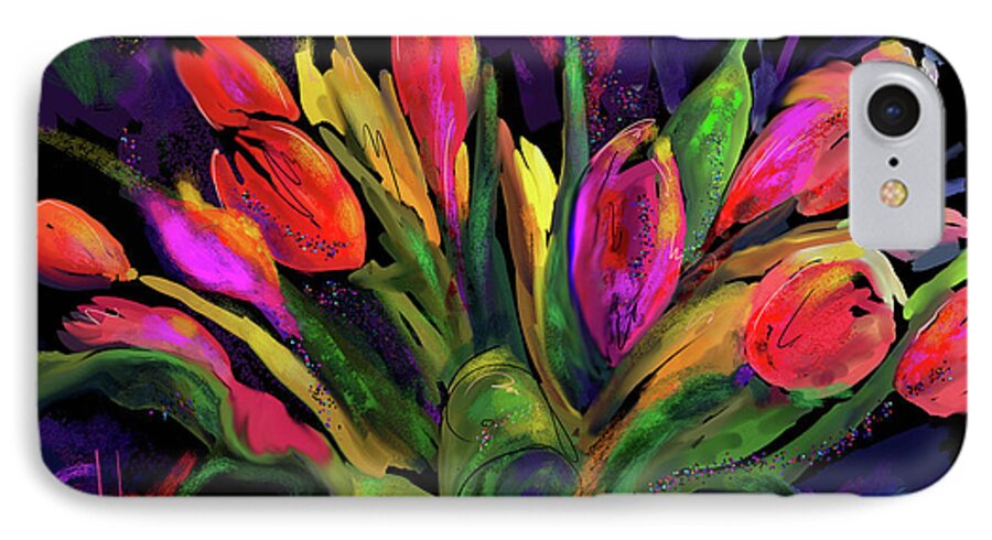 Dc Langer iPhone 7 Case featuring the painting Tulips by DC Langer