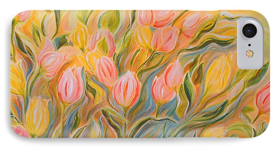 Floral iPhone 7 Case featuring the painting Tulips by Theresa Marie Johnson