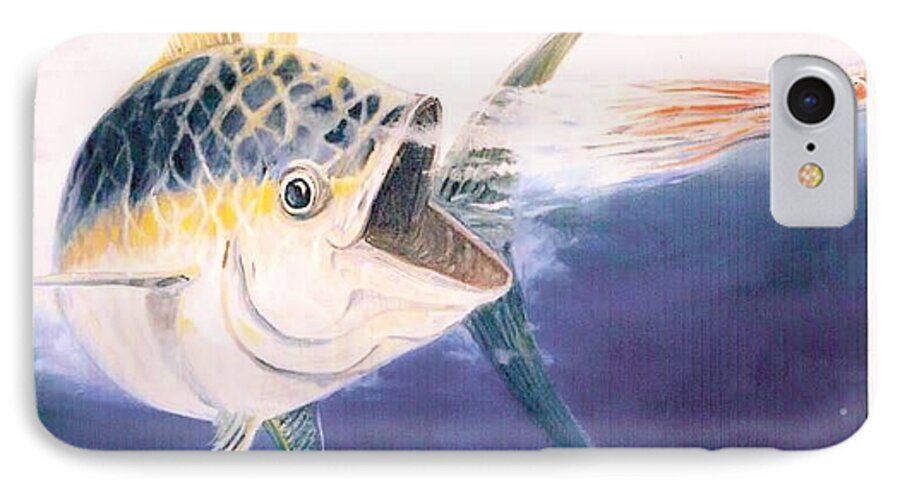 Fishing iPhone 7 Case featuring the painting Tuna to the Lure by Bill Hubbard