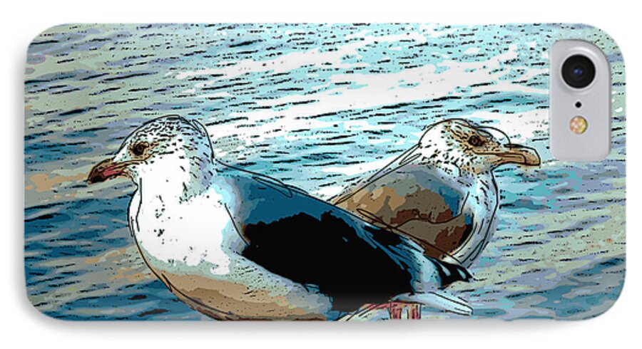 Ocean iPhone 7 Case featuring the photograph Two Gulls by Ann Tracy