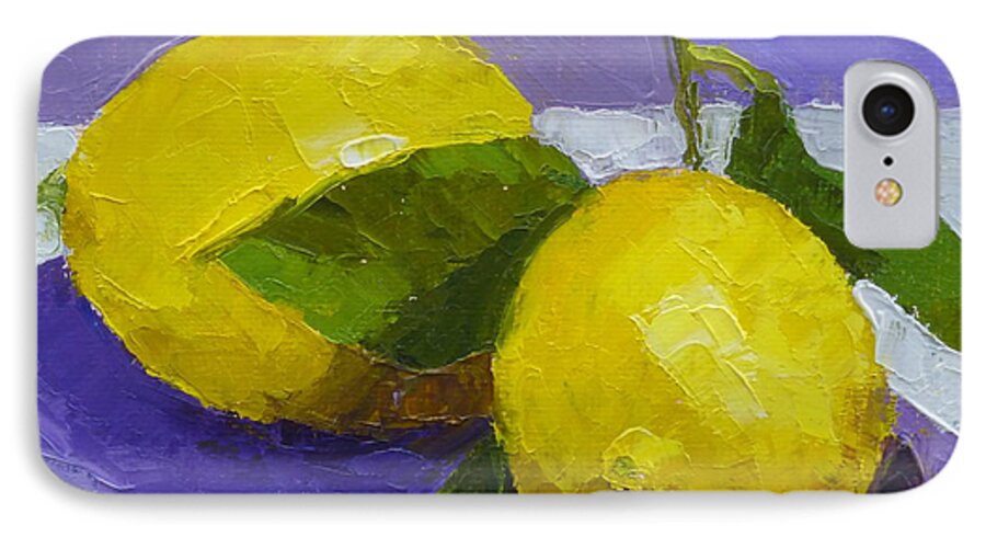 Oil Painting iPhone 7 Case featuring the painting Two Lemons by Susan Woodward