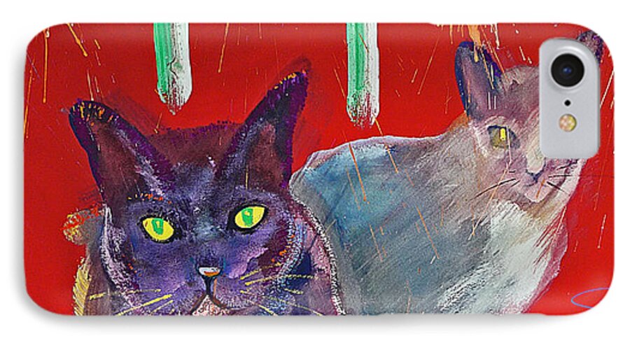 Cat iPhone 7 Case featuring the painting Two Posh Cats by Charles Stuart