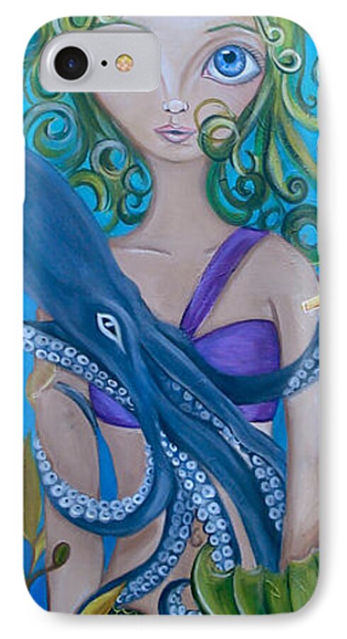 Underwater iPhone 7 Case featuring the painting Underwater Mermaid by Jaz Higgins