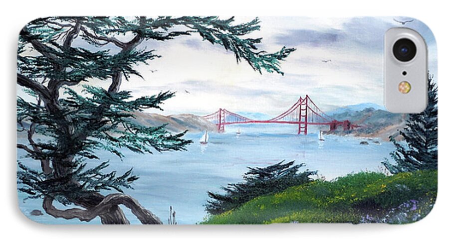 San Francisco iPhone 7 Case featuring the painting Upon Seeing the Golden Gate by Laura Iverson