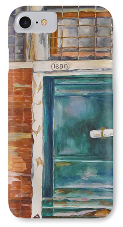 Venice iPhone 7 Case featuring the painting Venice Green Door by Lisa Boyd