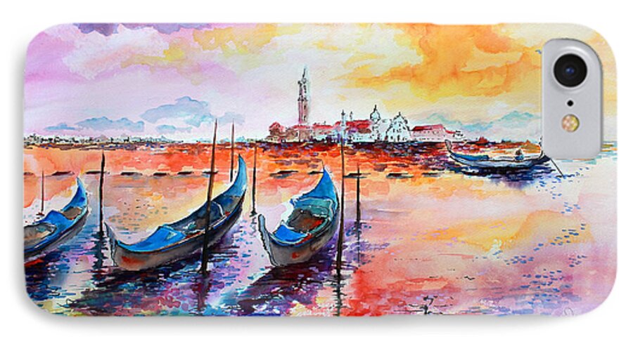 Venice iPhone 7 Case featuring the painting Venice Italy Gondola Ride by Ginette Callaway