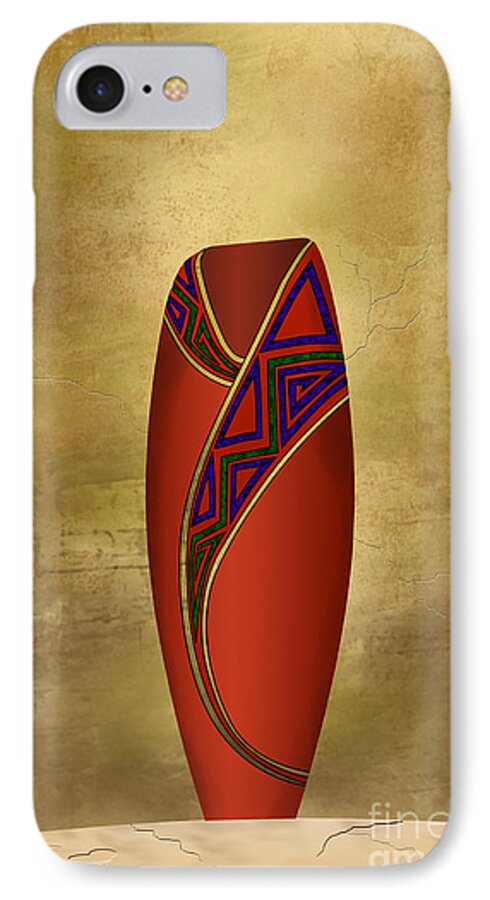 Native American iPhone 7 Case featuring the digital art Vessel in Red by Tim Hightower