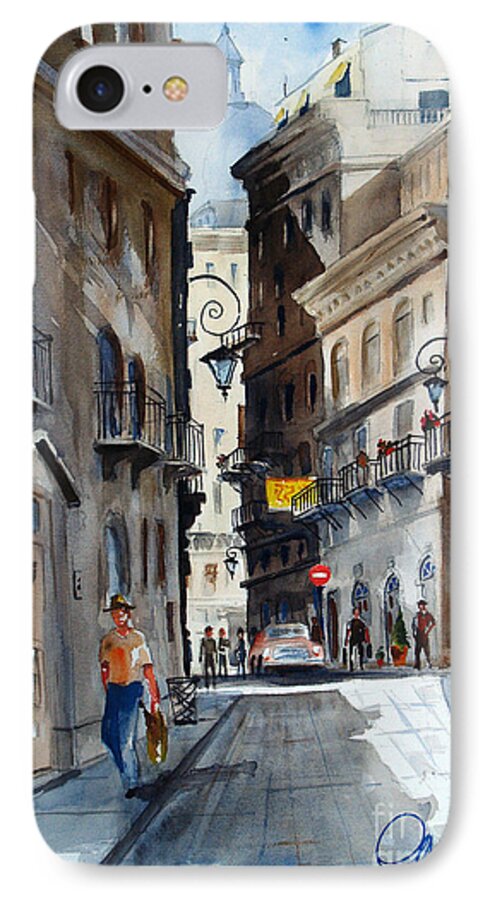 Italian Street Scene iPhone 7 Case featuring the painting via Giardinetti by Gerald Miraldi