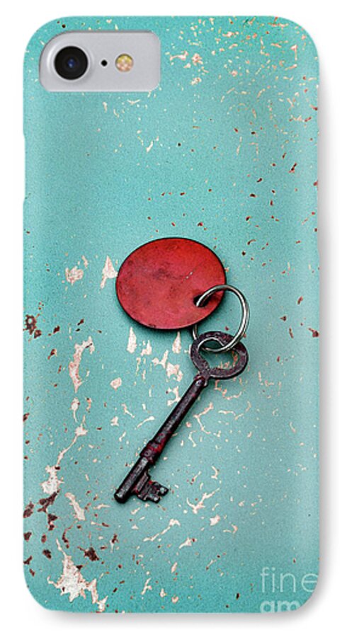 Key iPhone 7 Case featuring the photograph Vintage Key with Red Tag by Jill Battaglia