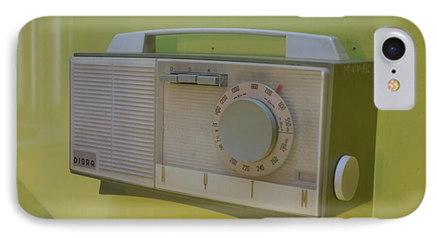 Lime iPhone 7 Case featuring the photograph Vintage Radio with Lime Green Background by Matthew Bamberg