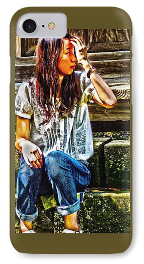 Girl iPhone 7 Case featuring the digital art Waitng for you by Tim Ernst