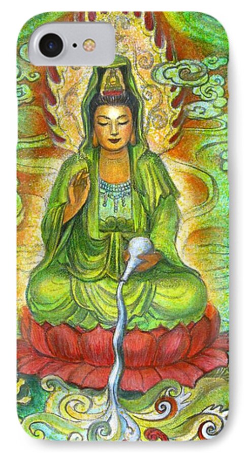 Kuan Yin iPhone 7 Case featuring the painting Water Dragon Kuan Yin by Sue Halstenberg