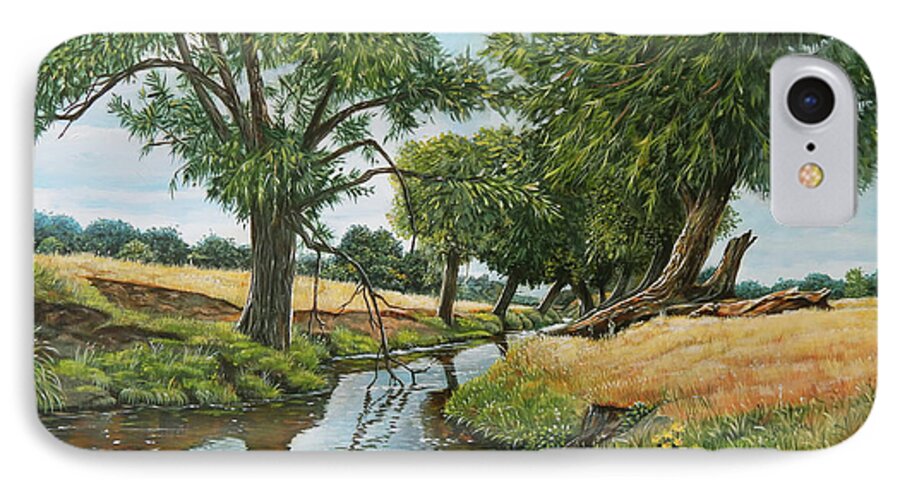 Richmond iPhone 7 Case featuring the painting Weeping Willows at Beverley Brook by Arie Van der Wijst