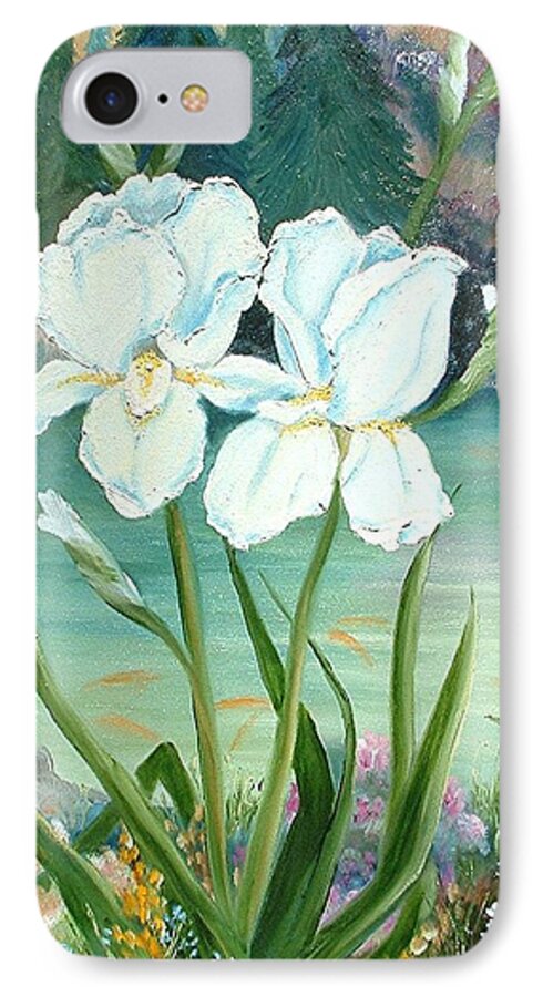 Iris iPhone 7 Case featuring the painting White Iris Love by Renate Wesley