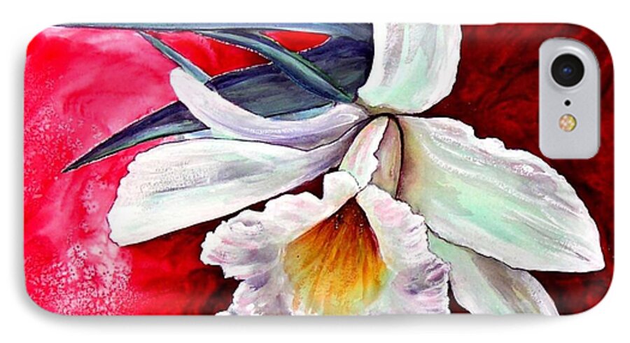 Orchid iPhone 7 Case featuring the painting White orchid by Ryn Shell