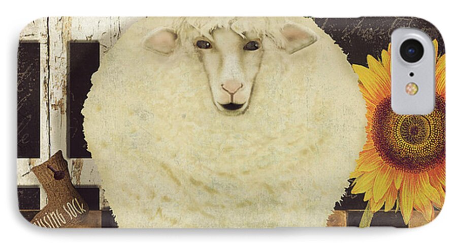 Sheep iPhone 7 Case featuring the painting White Wool Farms by Mindy Sommers
