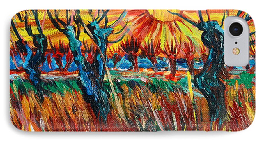 Van Gogh iPhone 7 Case featuring the painting Willows at Sunset - study of Vincent Van Gogh by Karon Melillo DeVega