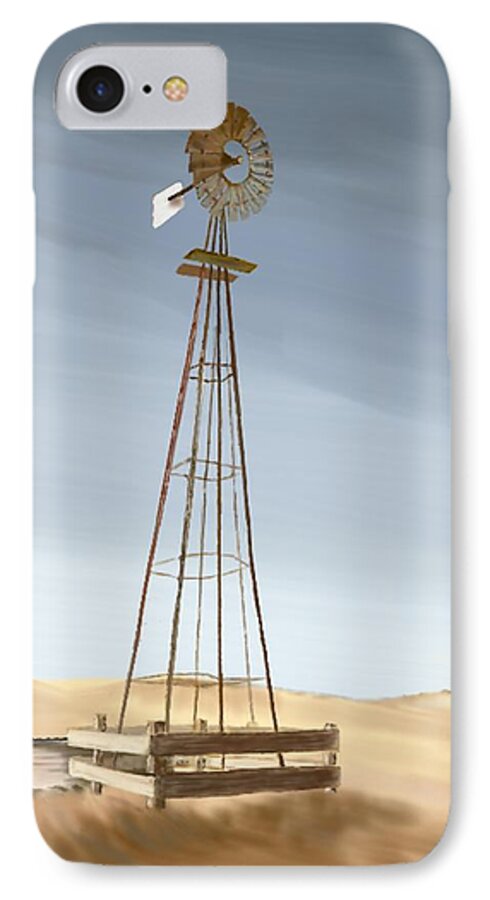  Windmill iPhone 7 Case featuring the painting Windmill by Terry Frederick
