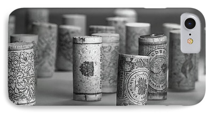 Art iPhone 7 Case featuring the photograph Wine Cork Panorama in Black and White by Tom Mc Nemar