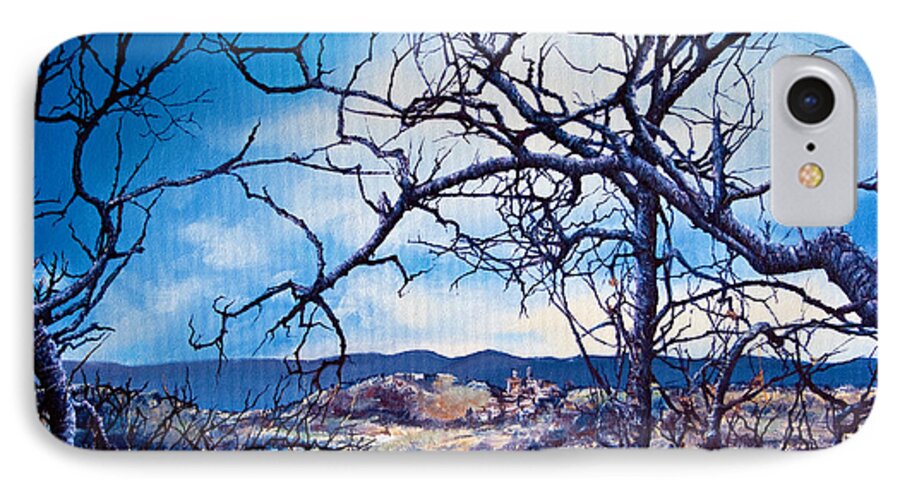 Skies iPhone 7 Case featuring the painting Winter branches by Michelangelo Rossi